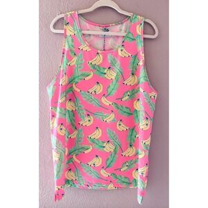 Chubbies Mens XL Pink Banana Leaf Print Tank Top NWT